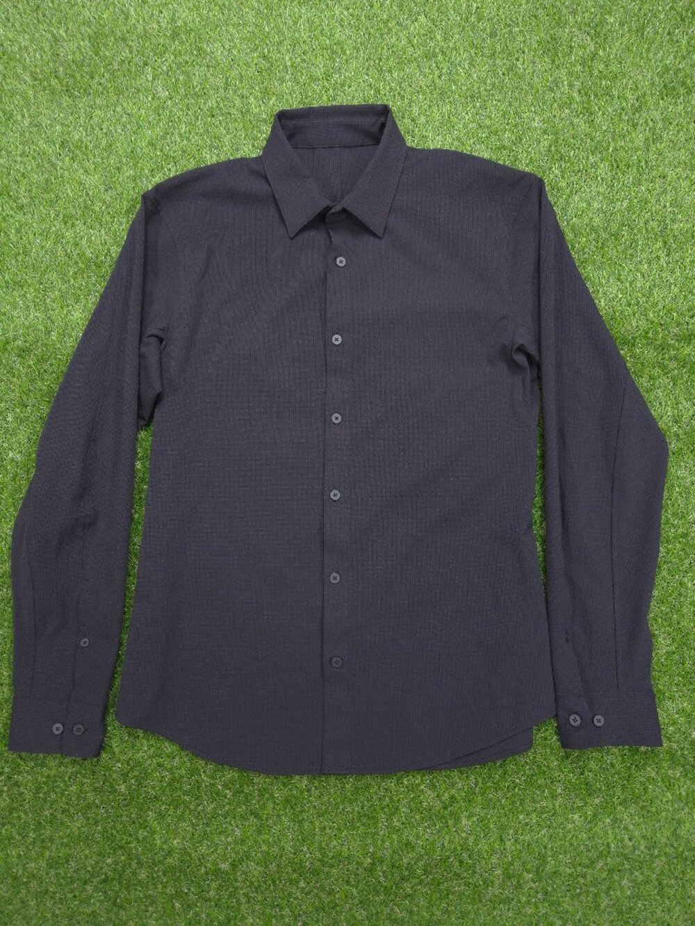 Lululemon Airing Easy Shirt Mens Small Black Ripstop Athleisure Textured Stretch
